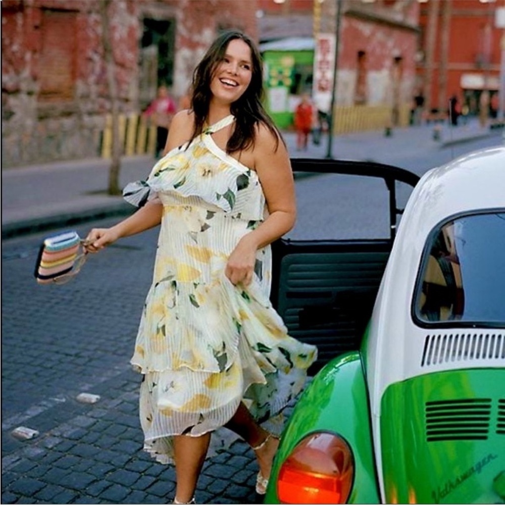 Anthropologie Garden Party Dress Halter Floral Midi Size 4